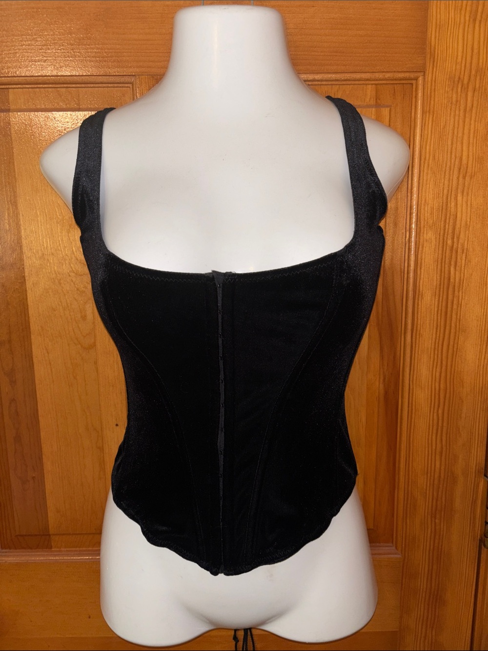 Victoria's Secret Black Velvet Corset Tank Top